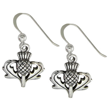 Sterling Silver Scottish Thistle Earrings Heritage Jewelry