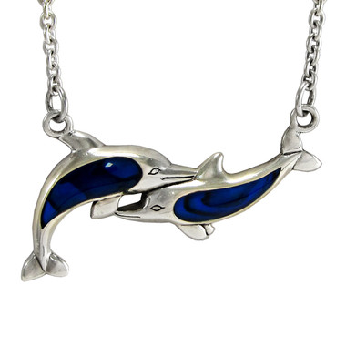 Sterling Silver Dancing Dolphin with Lustrous Blue Enamel
