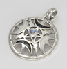 Sterling Silver Enamel Moon Phase Pentacle Pendant with Rainbow Moonstone