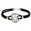 Sterling Silver Pentacle Pentagram Bracelet with Genuine Leather Strand