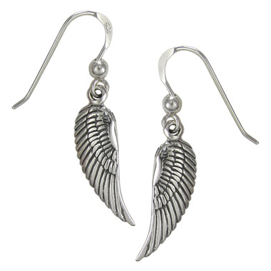 Sterling Silver Angel Wings Feather Dangle Earrings Jewelry