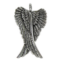 Large Sterling Silver Folded Angel Wings Pendant