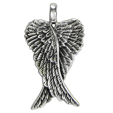 Small Sterling Silver Folded Angel Wings Pendant