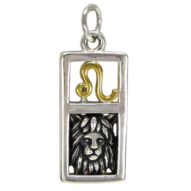 Sterling Silver Leo the Lion Zodiac Sign Pendant Charm with Vermeil