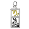 Sterling Silver Capricorn the Goat Zodiac Sign Pendant Charm with Vermeil