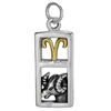 Sterling Silver Aries the Ram Zodiac Sign Pendant Charm with Vermeil