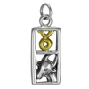 Sterling Silver Taurus the Bull Zodiac Sign Pendant Charm with Vermeil