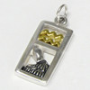 Sterling Silver Aquarius the Water Bearer Zodiac Sign Pendant Charm with Vermeil