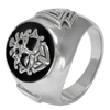 Large Sterling Silver Odin Valknut Signet Ring