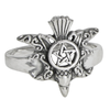Sterling Silver Moon Phase Raven Pentacle Ring