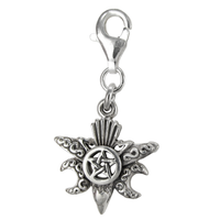 Sterling Silver Raven Pentacle Moon Phase Clip Charm