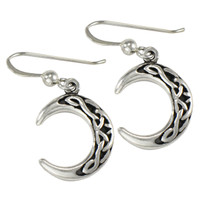 Sterling Silver Celtic Knot Crescent Moon Earrings Wiccan Pagan Jewelry