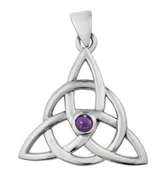 Sterling Silver Celtic Triquetra Pendant with Amethyst