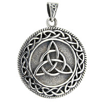 Sterling Silver Celtic Knotwork Triquetra Trinty Knot Pendant for Men or Women