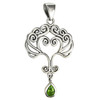 Sterling Silver Love Knot Tree of Life Heart Pendant with Peridot