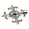 Sterling Silver Croix La Mere Cross Pendant with Amethyst