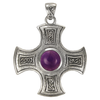 Sterling Silver Celtic Knot Cross Pendant with Amethyst 