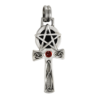 Sterling Silver Celtic Knot Pentacle Ankh with Garnet