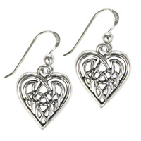 Sterling Silver Celtic Knot Heart Love Earrings 