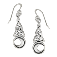 Sterling Silver Triquetra Crescent Moon Earrings