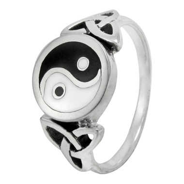 Sterling Silver Yin Yang Celtic Triquetra Knot Ring