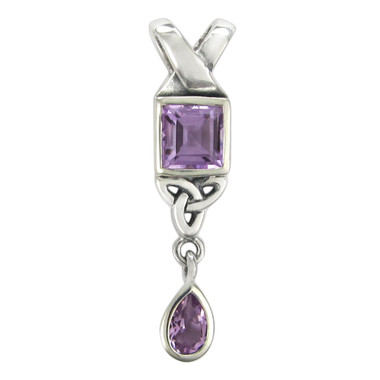 Sterling Silver Celtic Triquetra Knot Pendant with Amethyst Gemstone