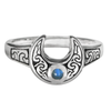 Horned Moon Ring with Rainbow Moonstone