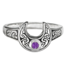 Horned Moon Ring with Amethyst