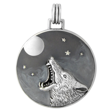 Sterling Silver Howling Werewolf Pendant