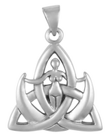 Sterling Silver Triquetra Moon Goddess Pendant