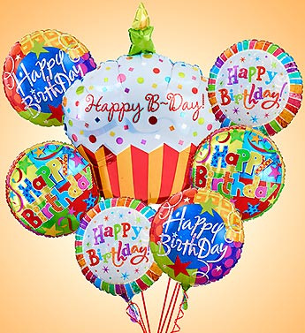 happy birthday cupcake mylar