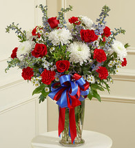 Large Red White and Blue  Vase Arrangement