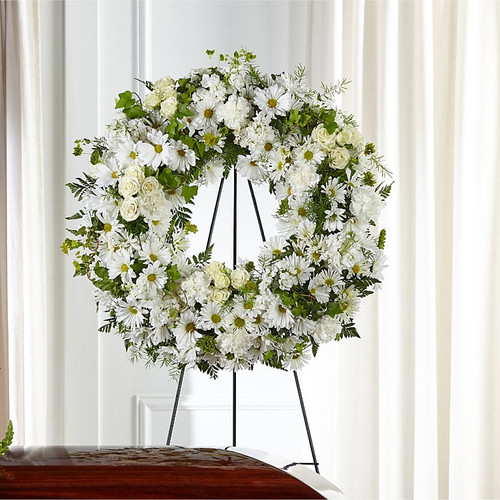 Your thoughtful messages are captured through a simple and elegant display of white flowers.