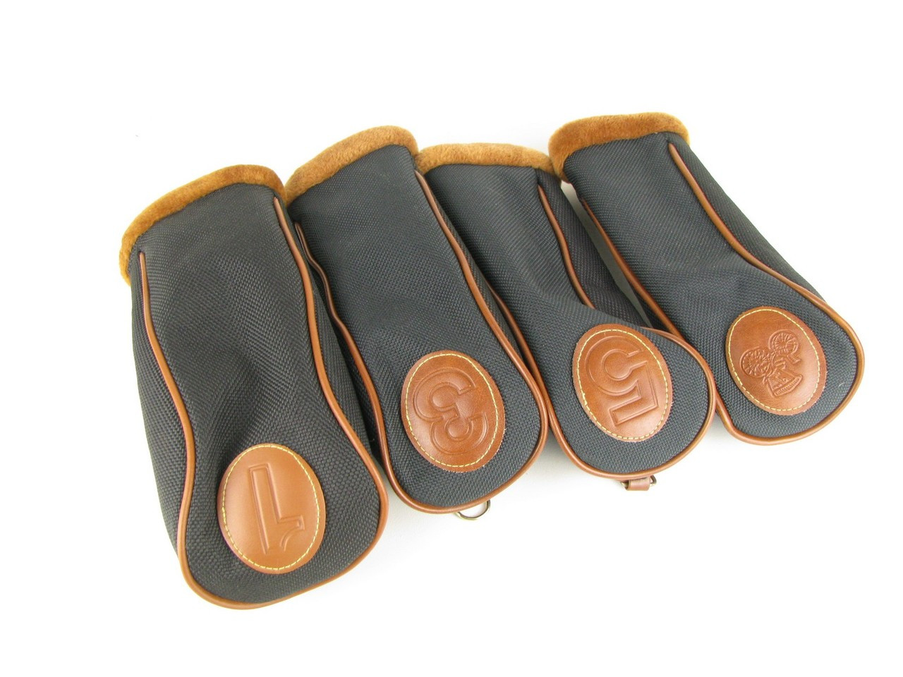 Vintage Golf Headcover set 1,3,5,X BLACK Clubs n Covers Golf