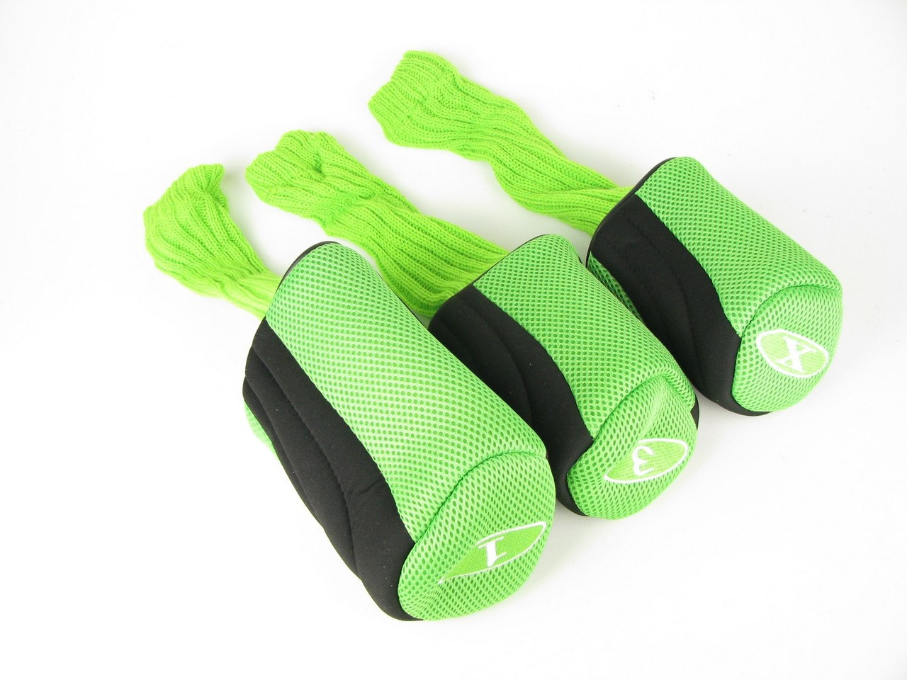 Set of 3 Golf Driver, Fairway wood Headcovers 1,3,X ,LIME GREEN Clubs