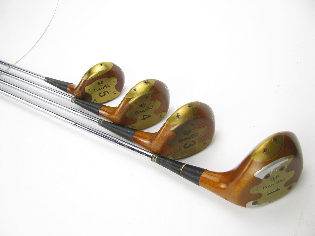 Set of 4 PowerBilt Citation H&B Genuine Persimmon Woods 1,3,4,5 Steel CFlex Clubs n