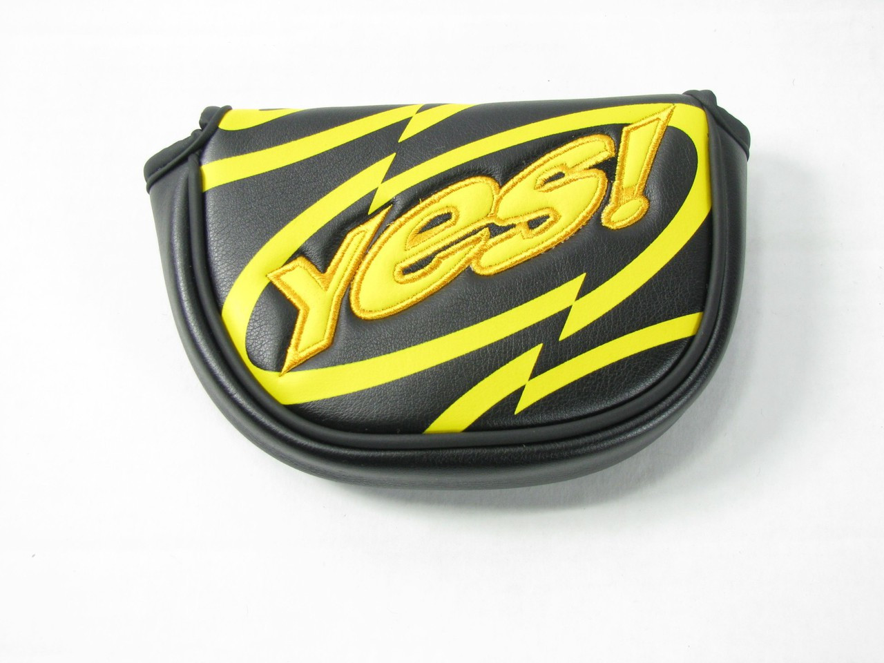 NEW Yes! Mallet CENTER SHAFT Putter Headcover BLACK/YELLOW (6" x 4") Clubs n Covers Golf