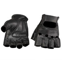 Viking Cycle Men’s Premium Leather Half Finger Motorcycle Cruiser Gloves