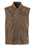 Roland Sands Design Men's Ramone Perforated Waxed Cotton Vest Brown Main View