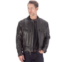 Viking Cycle Skeid Leather Jacket for Men Brown Front Opening View