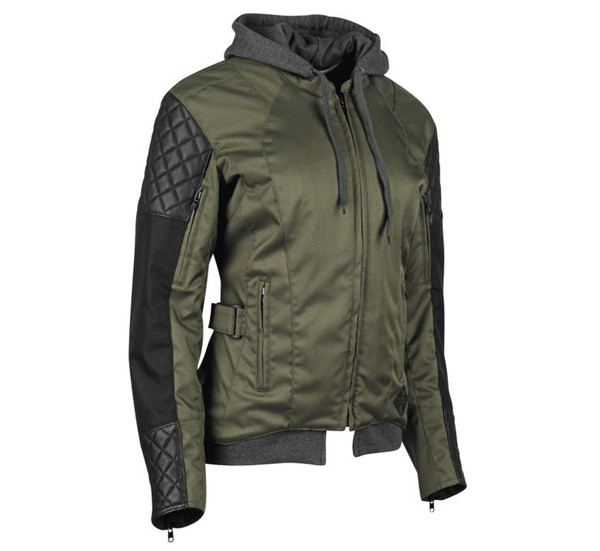 Speed And Strength Women's Double Take Leather-Textile Jacket Olive Main View