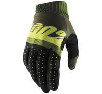 100% Men's Ridefit Gloves Army Green/Fluorescent Lime/Black View