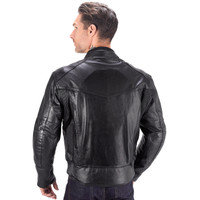 Viking Cycle Skeid Leather Jacket for Men Black Back View