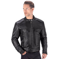 Viking Cycle Skeid Leather Jacket for Men Black Front View