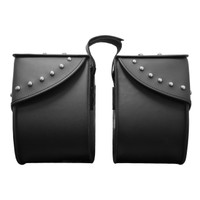 Nomad USA Large Leather Studded Throw-over Motorcycle Saddlebags Both Bags