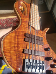 Divinity Oracle 5 string Koa and Birdseye maple bass guitar