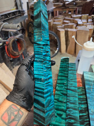 Blue quilted maple turning spindle 1 .2025