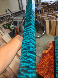 Blue quilted maple turning spindle 2 .2025