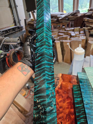 Blue quilted maple turning spindle 3.2025