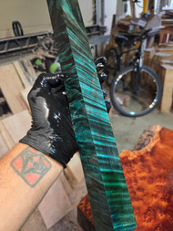 Blue quilted maple turning spindle 4.2025